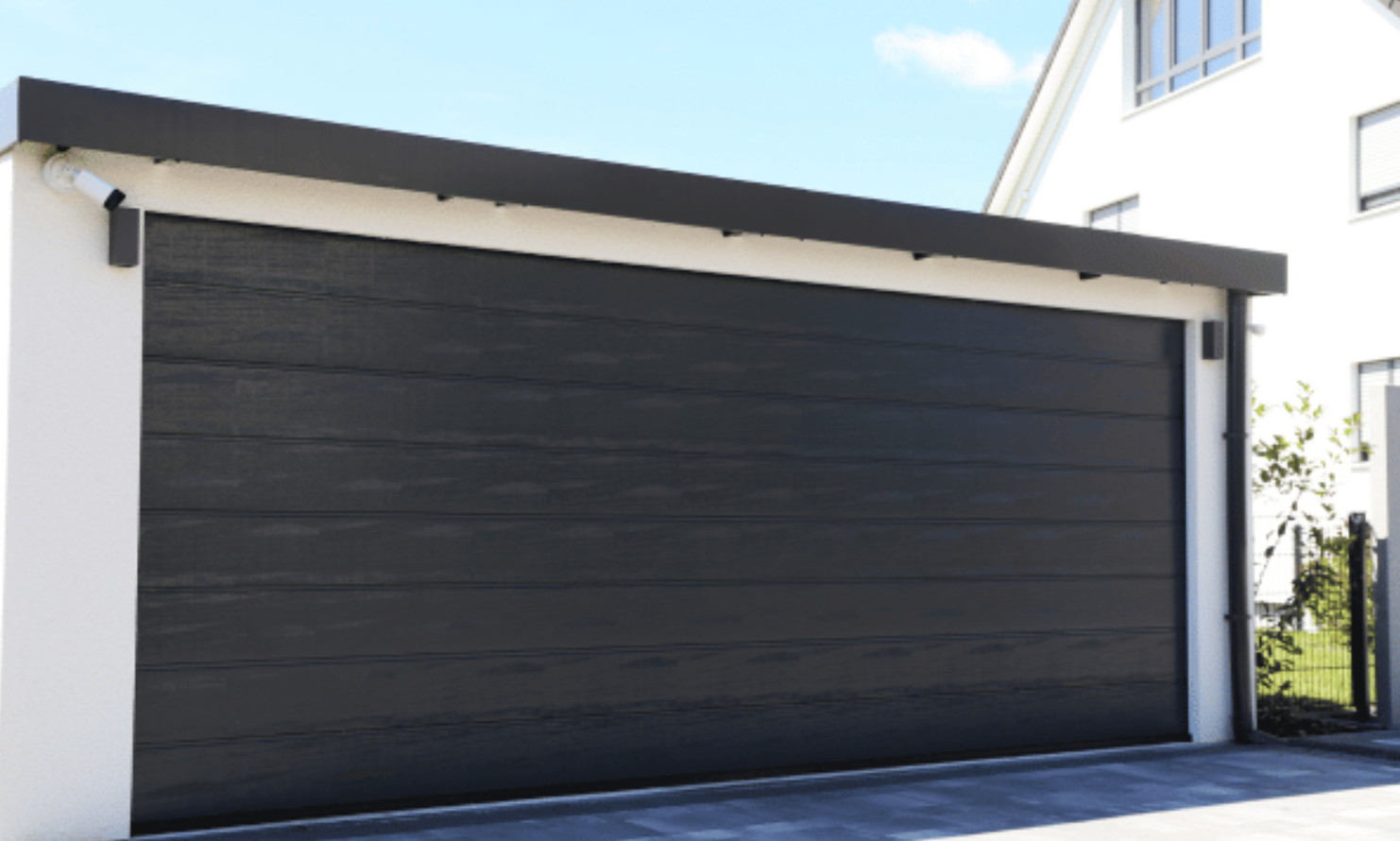 Sectional garage door.